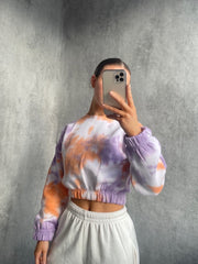 Tiedye-Fleece-Sweatshirt beschnitten