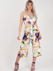Floral Chain Print Cami Culotte Jumpsuit