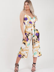 Floral Chain Print Cami Culotte Jumpsuit