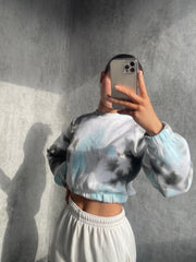 Tiedye-Fleece-Sweatshirt beschnitten
