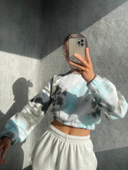 Tiedye-Fleece-Sweatshirt beschnitten