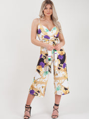 Floral Chain Print Cami Culotte Jumpsuit