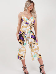 Floral Chain Print Cami Culotte Jumpsuit