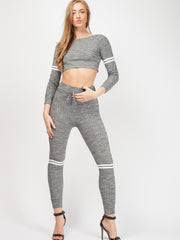 White Stripe Ribbed Co-ord