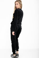 Girl Boss Slogan Velvet Tracksuit Loungewear