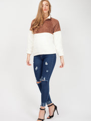 Two Tone Faux Fur Sweat Jumper