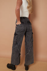 High Waist Wide Leg Cargo Jeans