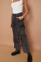 High Waist Wide Leg Cargo Jeans
