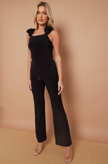 Ruches riemen slinky top- en breedbeen broekcoördin