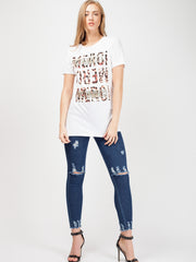 Merci Print Slogan T-Shirt