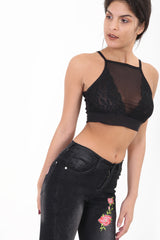 Lace Trim Mesh Cami Bralet