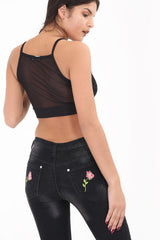 Lace Trim Mesh Cami Bralet
