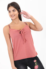 Lace Up Ribbed Cami Top