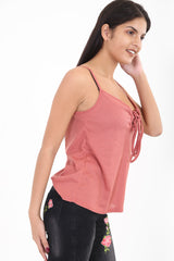 Lace Up Ribbed Cami Top