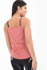 Lace Up Ribbed Cami Top