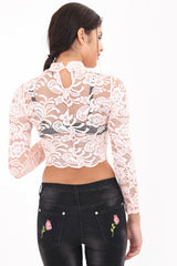 Embroidered Floral Lace Crop Top