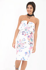V-Bar Spring Floral Off The Shoulder Frill Bardot Dress