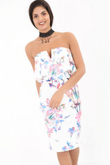 V-Bar Spring Floral Off The Shoulder Frill Bardot Dress