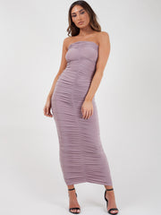 Slinky ruched bandeau maxi -jurk