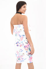 V-Bar Spring Floral Off The Shoulder Frill Bardot Dress