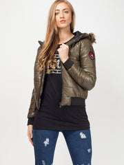 Faux Fur Hood Cropped Padded Jacket