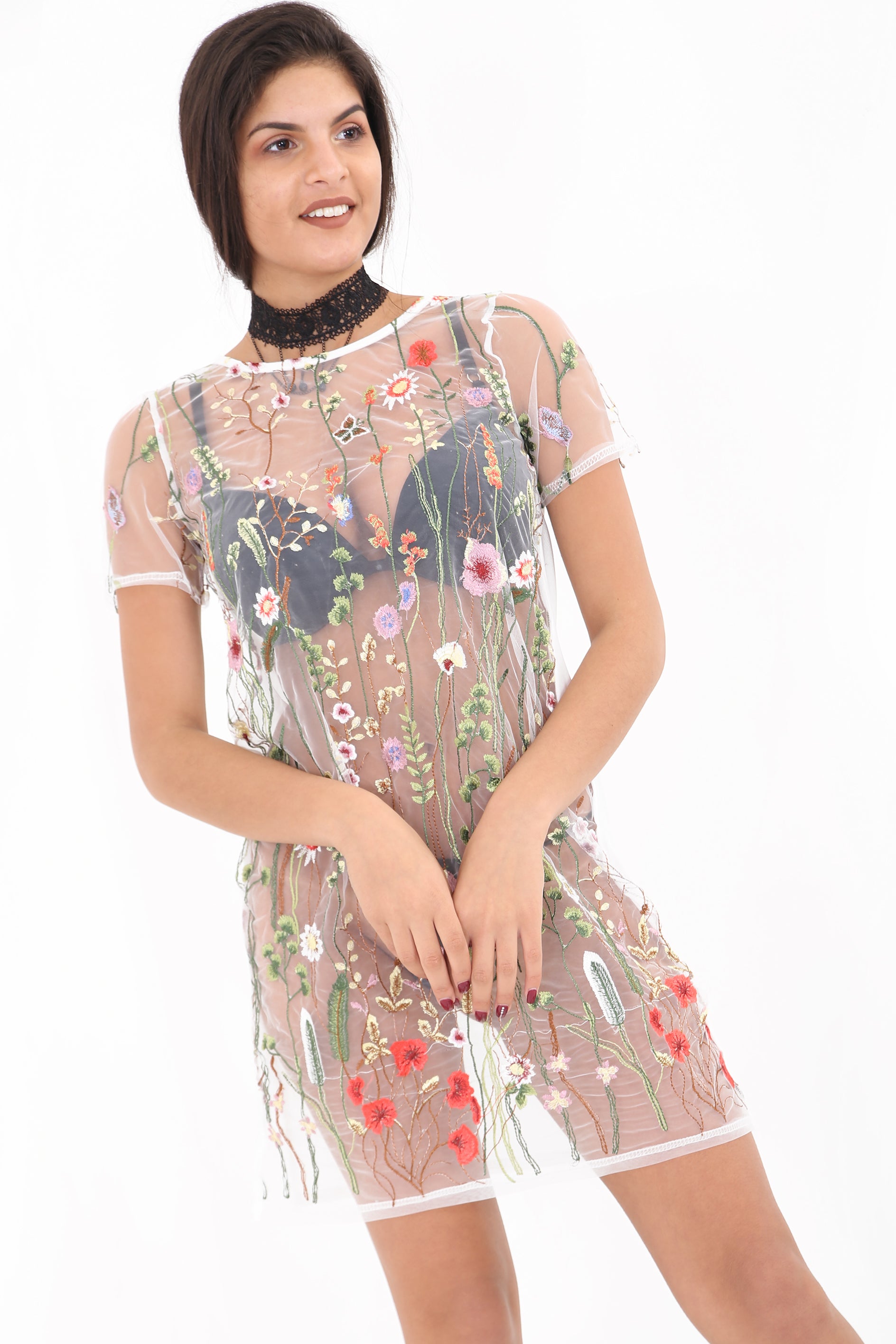 Ladies Clothing And Shoe Wholesaler Stylewise Direct UK London Floral Embroidered Sheer Dress Ladies Clothing And Shoe Wholesaler Stylewise Direct UK London Floral Embroidered Sheer Dress