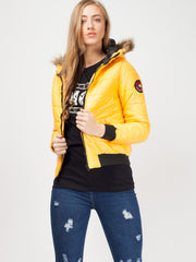 Faux Fur Hood Cropped Padded Jacket