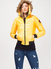 Faux Fur Hood Cropped Padded Jacket