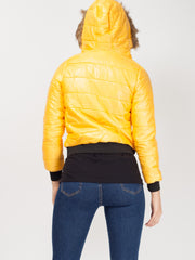 Faux Fur Hood Cropped Padded Jacket