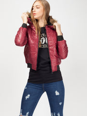 Faux Fur Hood Cropped Padded Jacket