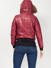 Faux Fur Hood Cropped Padded Jacket