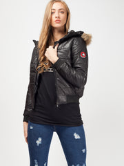 Faux Fur Hood Cropped Padded Jacket