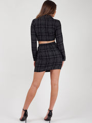 Checked Crop Jacket & Skirt Co-ord