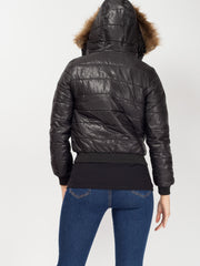 Faux Fur Hood Cropped Padded Jacket