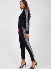 Snake Print Panel Loungewear Co-ord