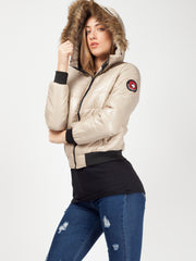 Faux Fur Hood Cropped Padded Jacket