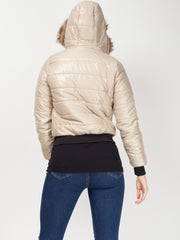 Faux Fur Hood Cropped Padded Jacket