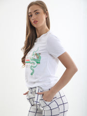 Snake Print Milan Slogan T-Shirt