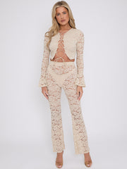 Lace Up Bell Sleeve Top & Flares Co-ord