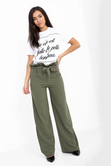 Wijd been papieren zak taille broek