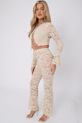 Lace Up Bell Sleeve Top & Flares Co-ord
