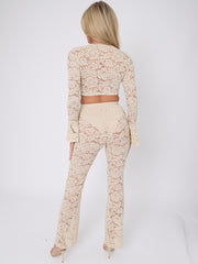 Lace Up Bell Sleeve Top & Flares Co-ord