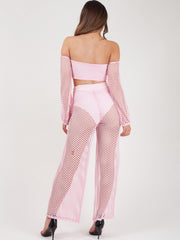 Fishnet Tie Crop Top & Trouser Co-ord