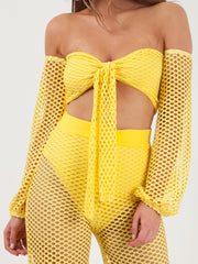 Fishnet Tie Crop Top & Trouser Co-ord