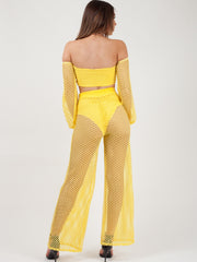 Fishnet Tie Crop Top & Trouser Co-ord