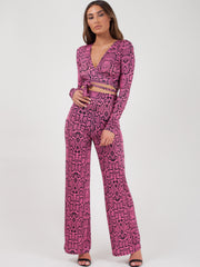 Snake Print Wrap Crop Top & Trouser Co-ord