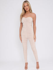 Slinky Ruched Bodycon Fit Bandeau Jumpsuit