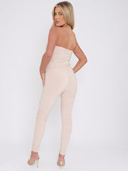 Slinky Ruched Bodycon Fit Bandeau Jumpsuit