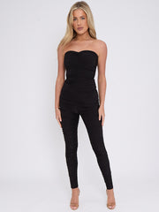 Slinky Ruched Bodycon Fit Bandeau Jumpsuit