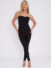 Slinky Ruched Bodycon Fit Bandeau Jumpsuit